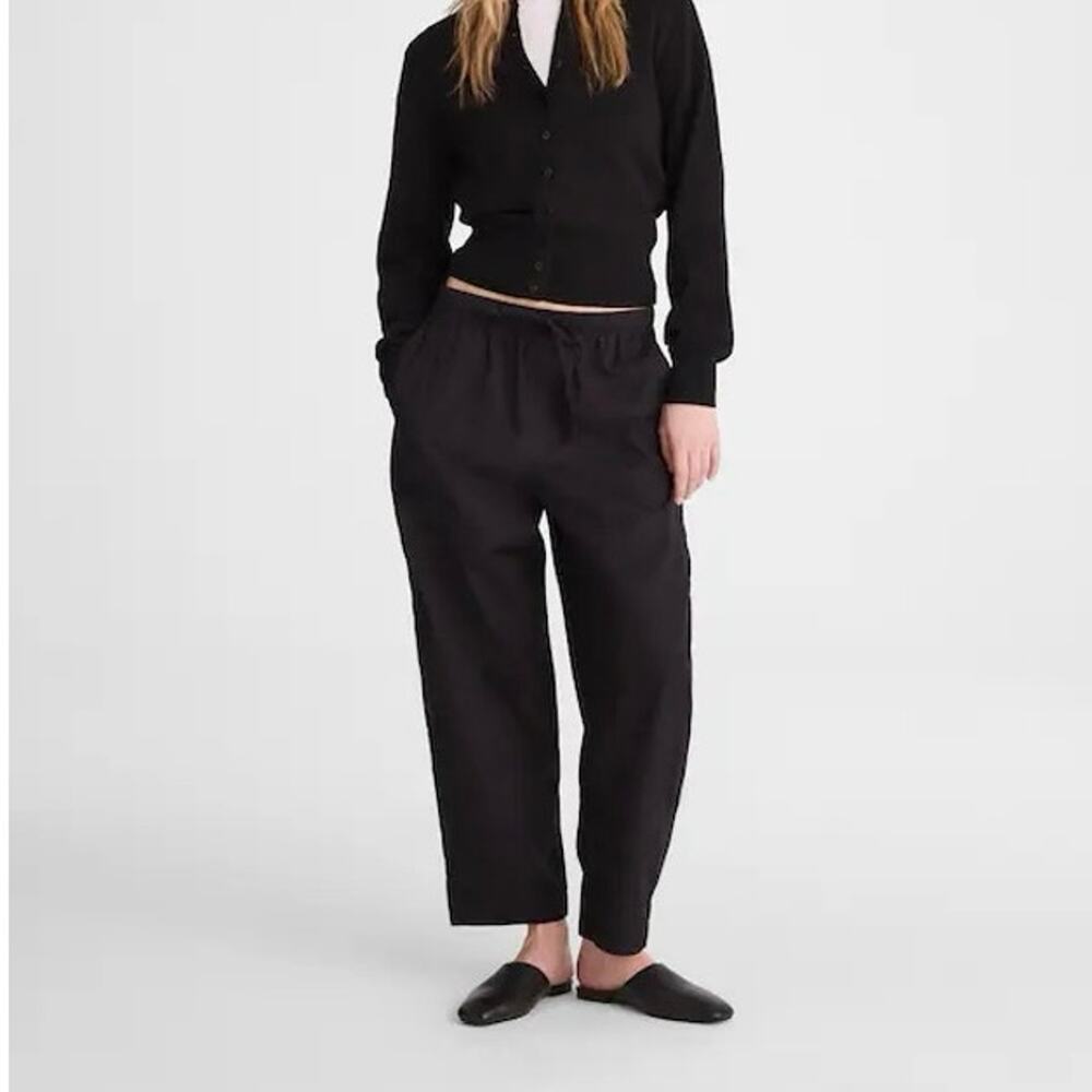 Madewell Black Relaxed Linen-Blend Tapered Pants